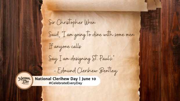 NATIONAL CLERIHEW DAY  June 10