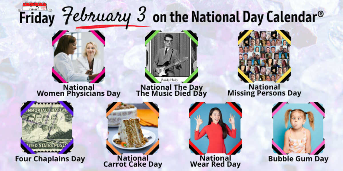 FEBRUARY 3, 2023 | NATIONAL WEAR RED DAY | NATIONAL THE DAY THE MUSIC ...