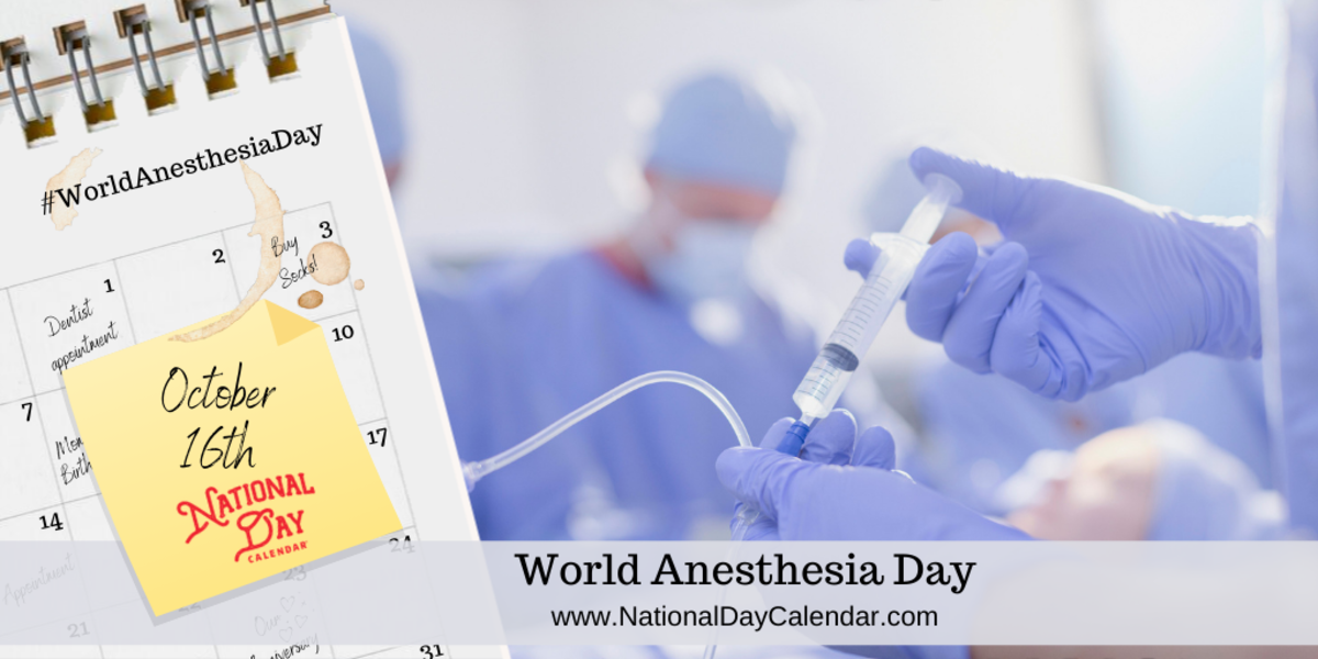 WORLD ANESTHESIA DAY Third Saturday in October National Day Calendar