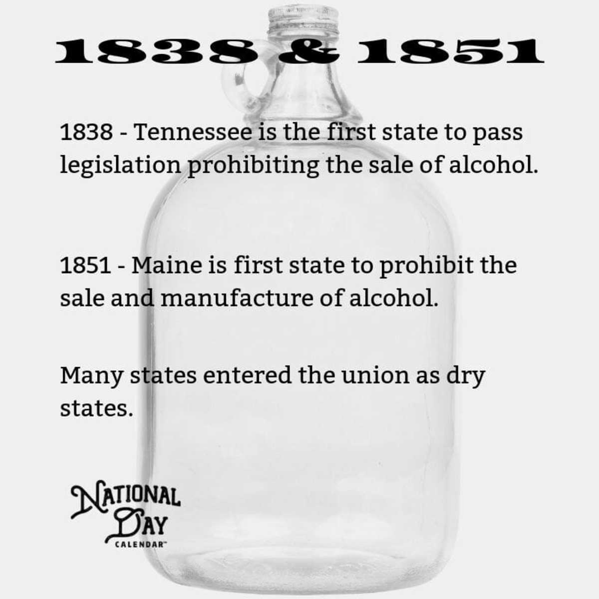 1838 Prohibition History - Temperance Movement Began - 100 years of prohibition history